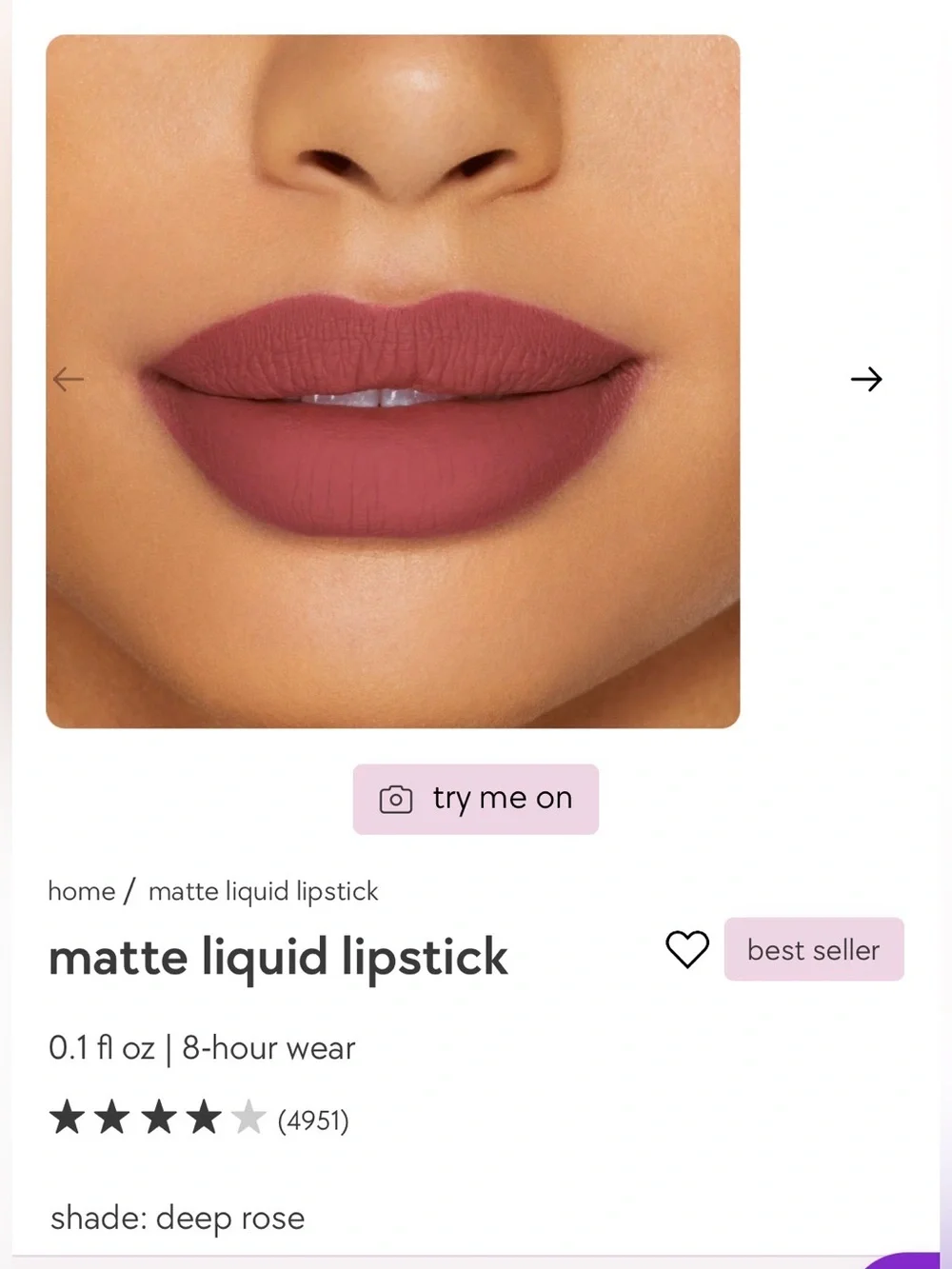 New Kylie Cosmetics Matte Liquid Lipstick Almost Ready - Deep Rose Full Coverage